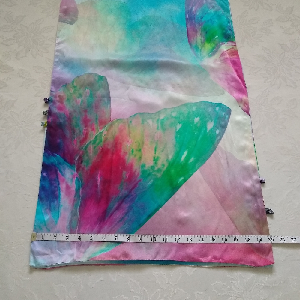 Silk wearable art hand painted Reversible two sides wrap cape Scarf Sarong - Picture 2 of 8